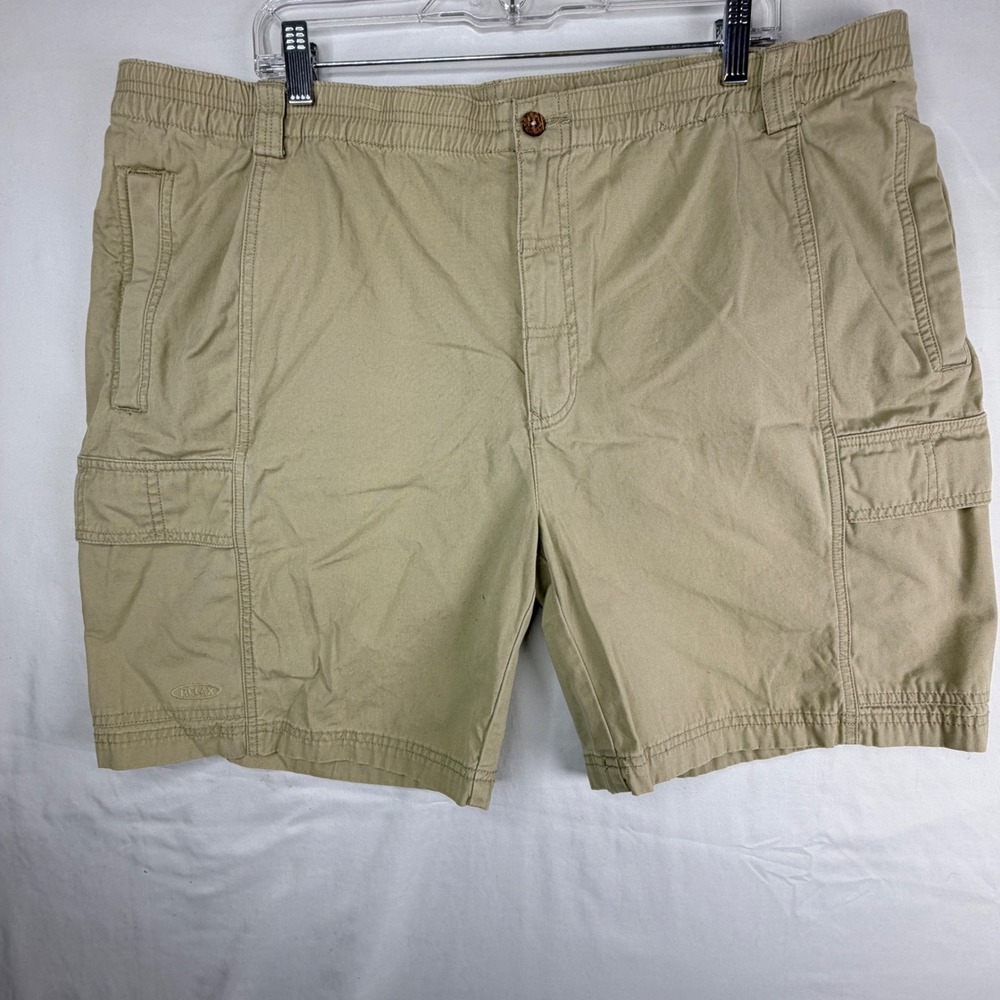 Tommy Bahama Relax Mens Cargo Shorts Tan Khaki Cotton Elastic Waist Size Large